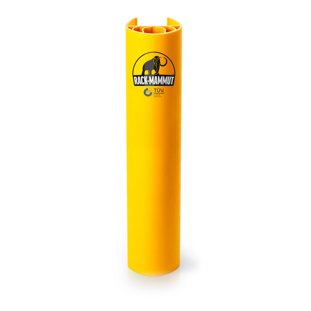 Obrázek produktu: A.M.P.E.R.E. Ochrana regálů Rack Mammut® proti najetí, z plastu, žlutá dopravní, model S, vnitřní rozměry VxŠ 600 x 70–89 mm