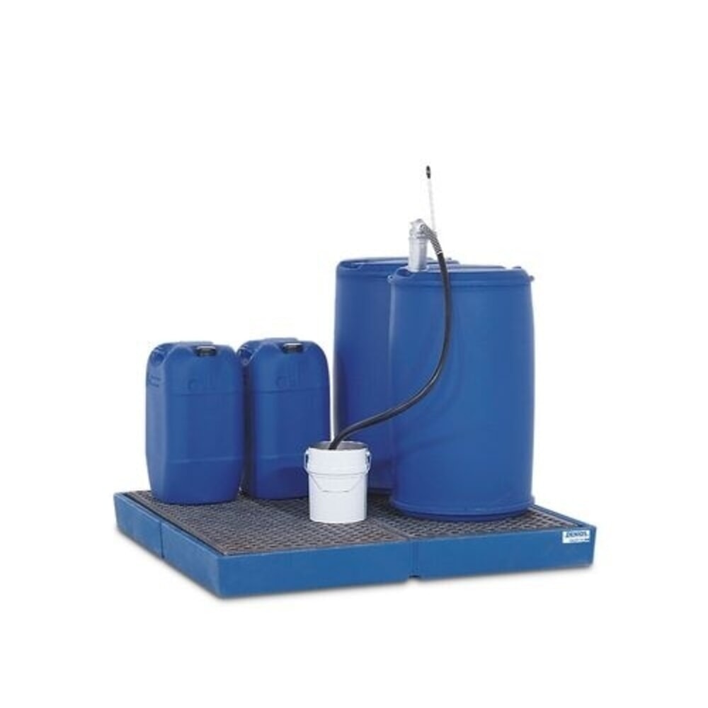 Číslo obrázku produktu 1: Denios podlahová záchytná vana classic-line z PE jednoho prvku, s PE mřížovým roštem, VxŠxH 150 x 1500 x 1500 mm