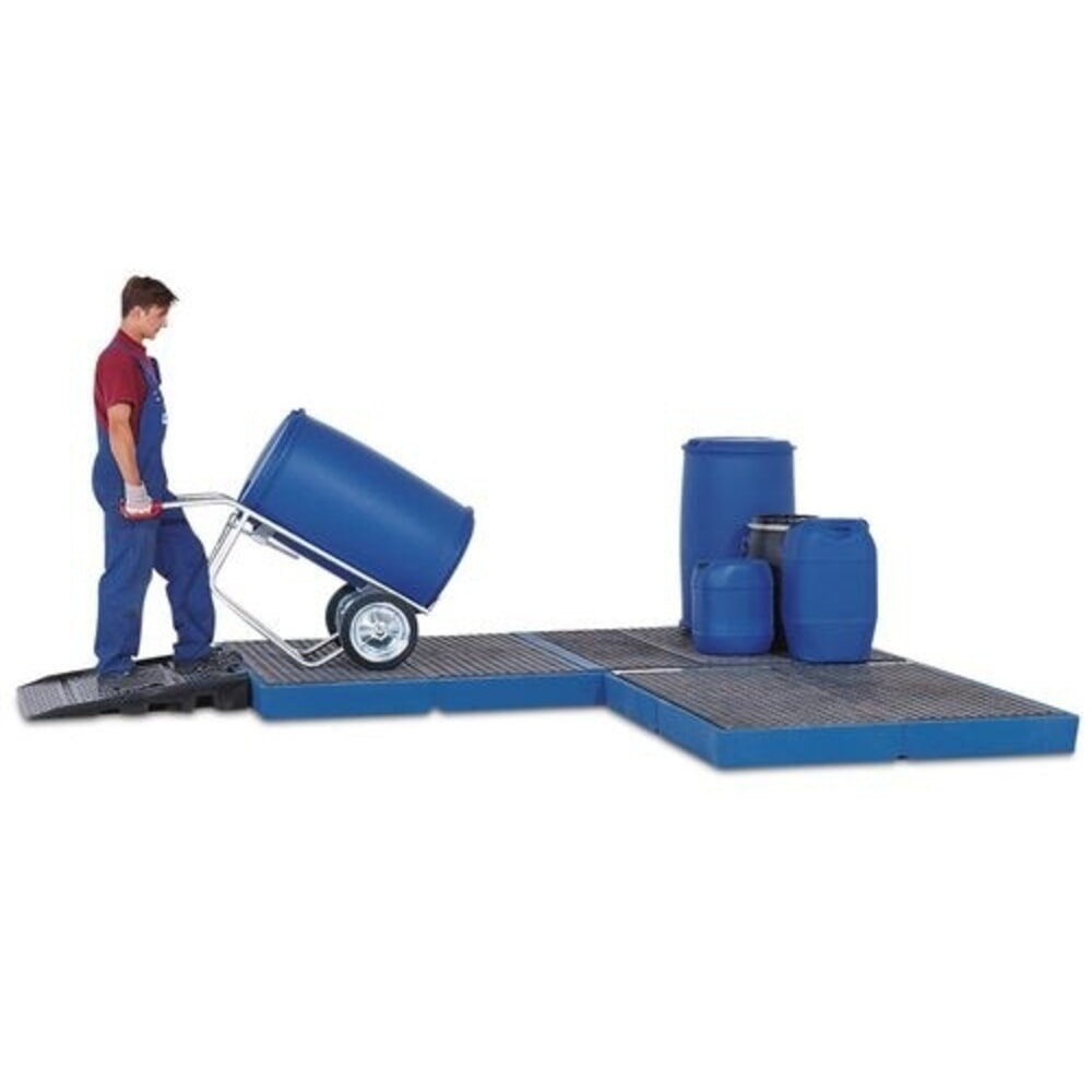 Číslo obrázku produktu 2: Denios podlahová záchytná vana classic-line z PE jednoho prvku, s PE mřížovým roštem, VxŠxH 150 x 1500 x 1500 mm