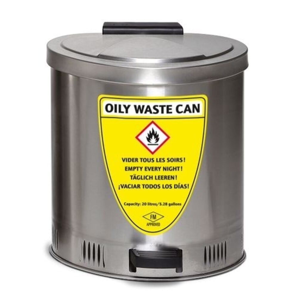 Číslo obrázku produktu 1: Denios bezpečnostní odpadní nádoba z nerezové oceli s tlumením víka, objem 20 l