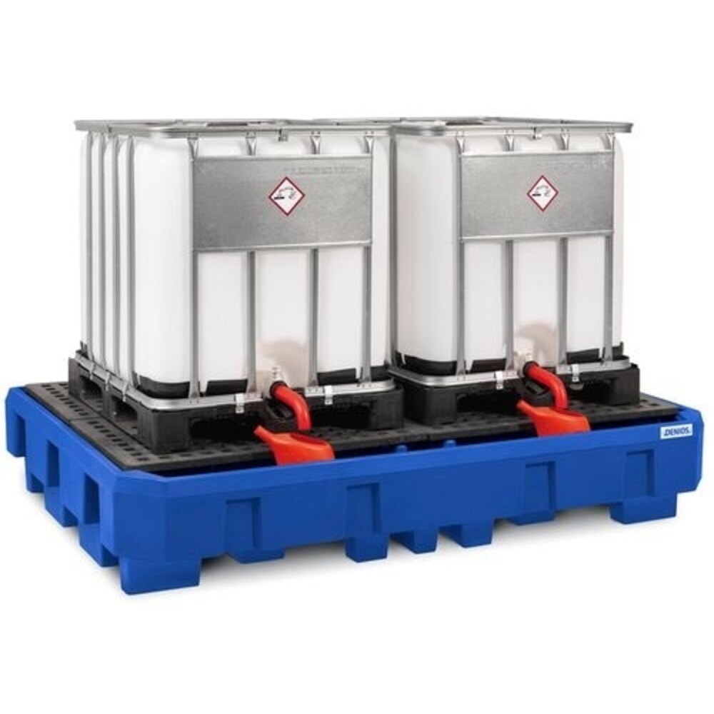 Obrázek produktu: Denios sběrnou vanu classic-line z PE pro 2 IBC kontejnery, plnicí prostor a PE mřížový rošt, VxŠxH 485 x 2460 x 1800 mm