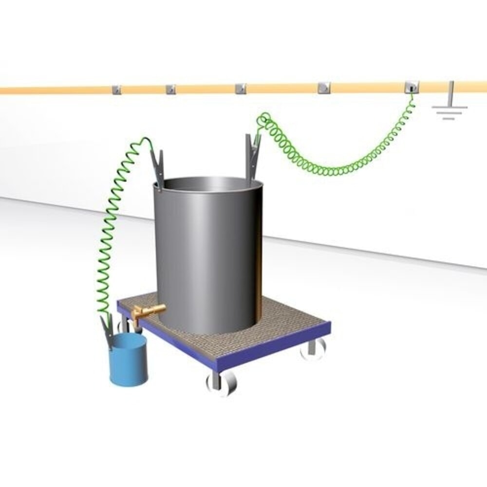 Číslo obrázku produktu 2: Denios spirálový uzemňovací kabel, 1 uzemňovací svorka z nerezové oceli MD 120 mm, prodlužovací délka 3 m, ATEX