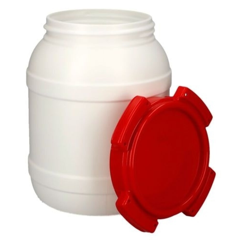 Číslo obrázku produktu 3: Denios sud se širokým hrdlem z polyetylénu (PE), bíločervený WH 6, objem 6,4 l