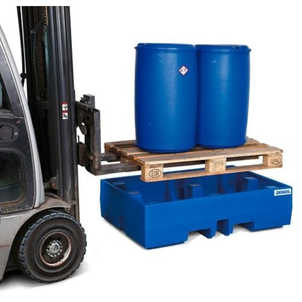 Číslo obrázku produktu 3: Denios sběrná vana classic-line z PE pro 2 sudy, bez mřížového roštu, objem 270 l, V x Š x H 350 x 900 x 1300 mm