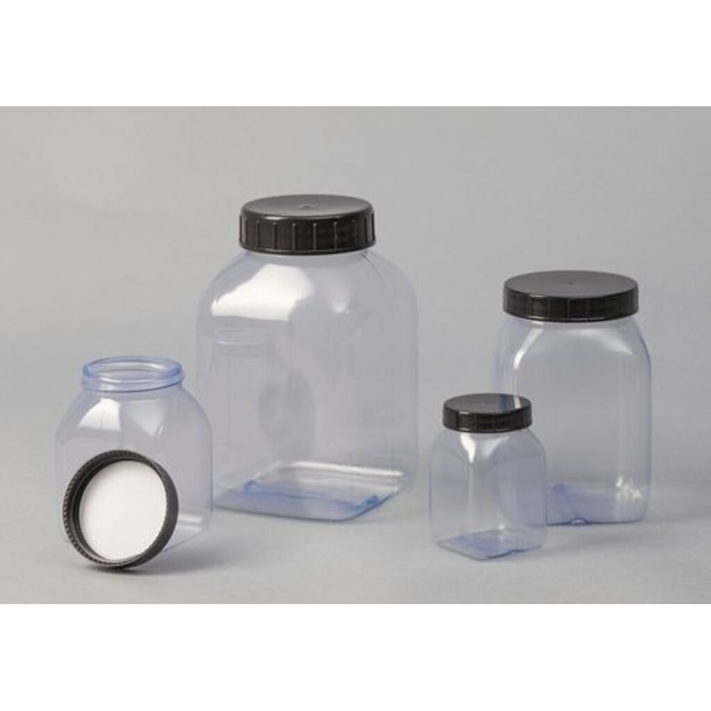 Číslo obrázku produktu 4: Denios PVC lahve se širokým hrdlem, hranaté, přírodní průhledné, 2000 ml, 6 kusů