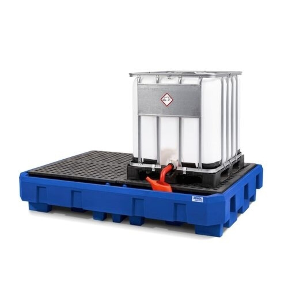 Číslo obrázku produktu 3: Denios sběrnou vanu classic-line z PE pro 2 IBC kontejnery, plnicí prostor a PE mřížový rošt, VxŠxH 485 x 2460 x 1800 mm