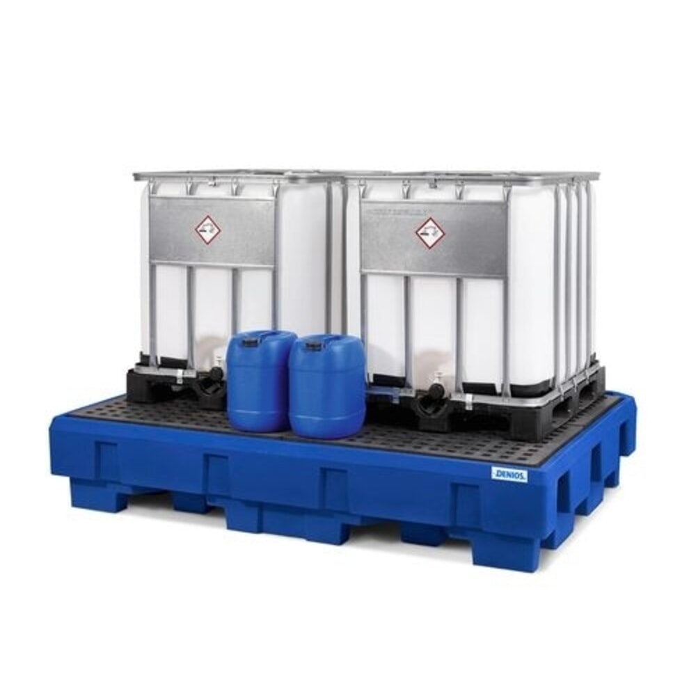 Číslo obrázku produktu 4: Denios sběrnou vanu classic-line z PE pro 2 IBC kontejnery, plnicí prostor a PE mřížový rošt, VxŠxH 485 x 2460 x 1800 mm