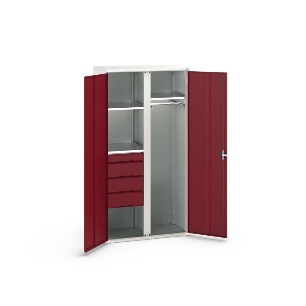 Číslo obrázku produktu 3: Skříň s křídlovými dveřmi bott verso se 4 zásuvkami, 3 police a 1 šatní tyč, ŠxHxV: 1050 x 550 x 2000 mm