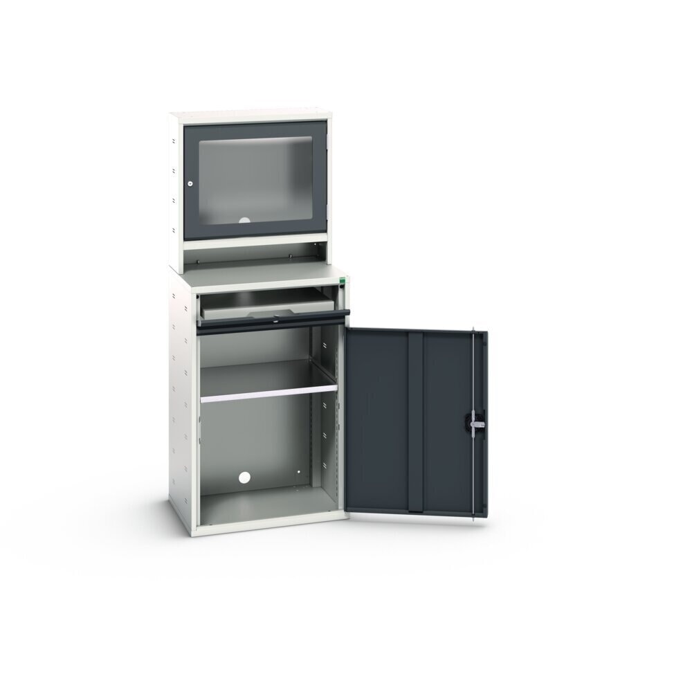 Číslo obrázku produktu 2: Skříň na počítač bott verso s přihrádkou na monitor, psací deska, 1 police, 1 výsuvná deska, ŠxHxV: 650 x 550 x 1650 mm