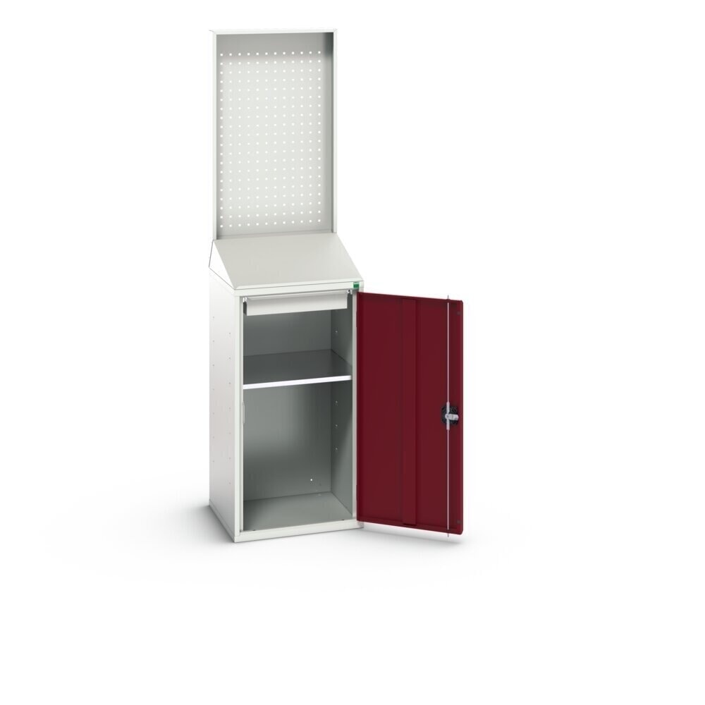 Číslo obrázku produktu 2: Pult bott verso Economy s perforovanou zadní stěnou, 1 police, 1 zásuvka, ŠxHxV: 525 x 550 x 2000 mm