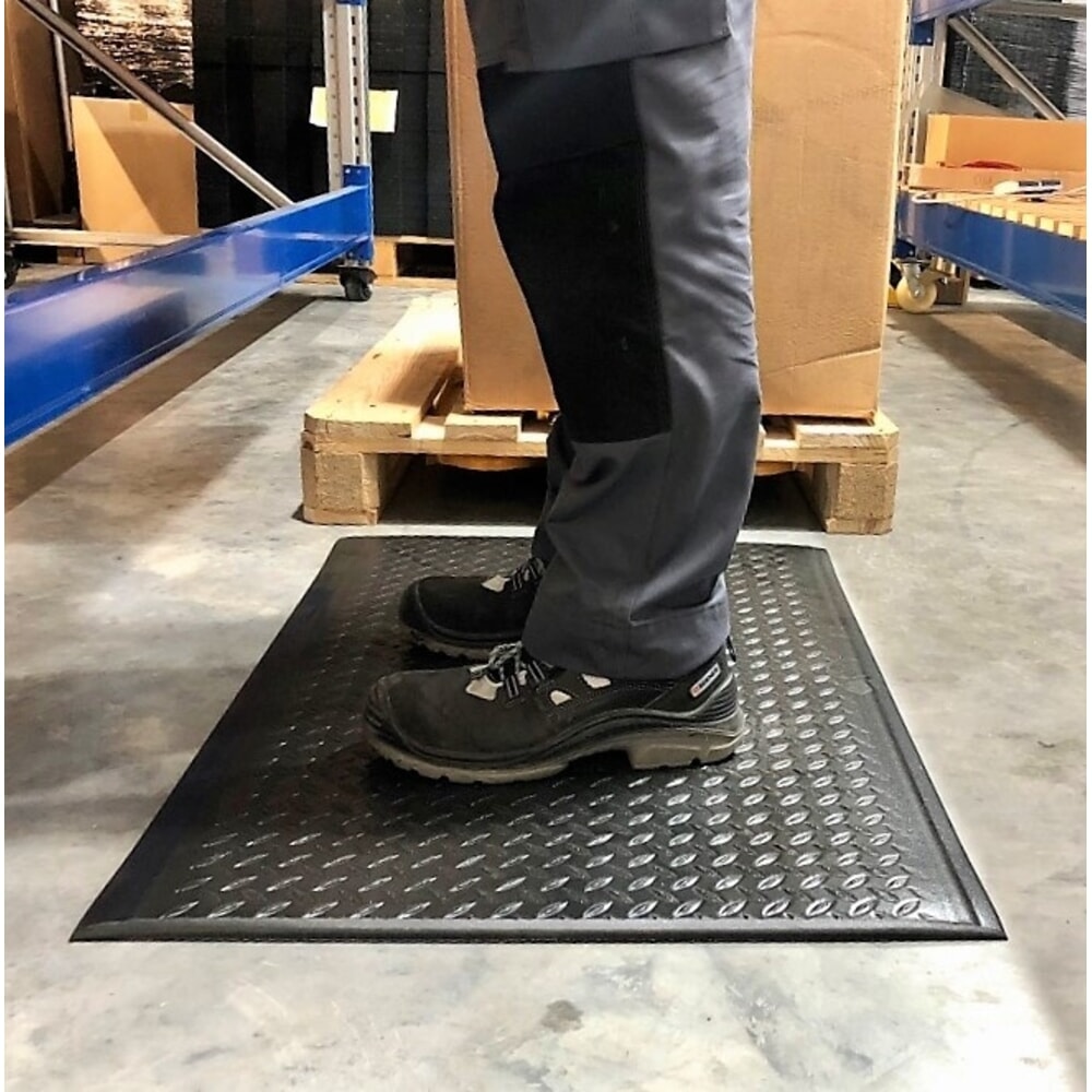 Číslo obrázku produktu 4: Steinbock® protiúnavová rohož ErgoSoft, károvaný vzor, 2vrstvá, ŠxD 600 mm x 1000 mm, černá