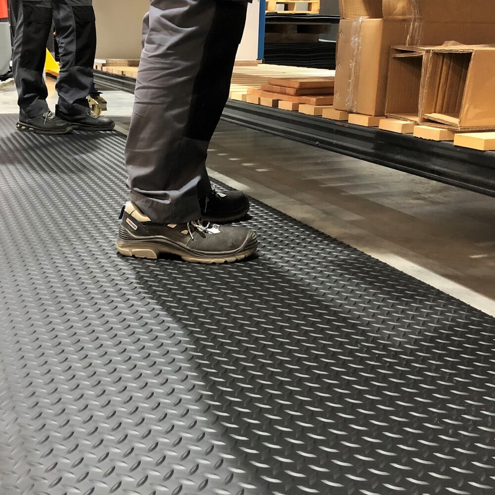 Číslo obrázku produktu 4: Steinbock® protiúnavová rohož ErgoSoft Strong, károvaný profil, 2vrstvá, ŠxD 600 mm x 1000 mm, černá