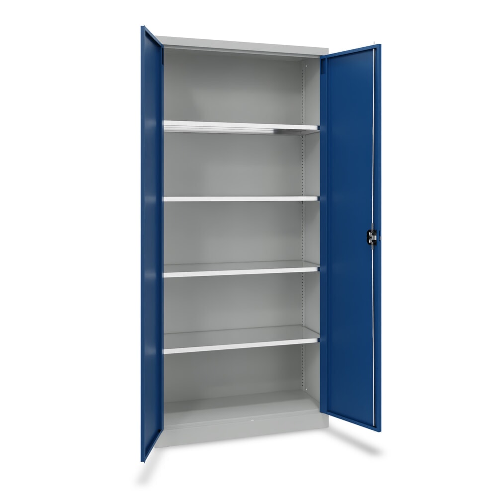 Obrázek produktu: Steinbock® skříň s křídlovými dveřmi s pozinkovanými policemi, VxŠxH 1950 x 890 x 415 mm, šeď světlá/hořcová modř
