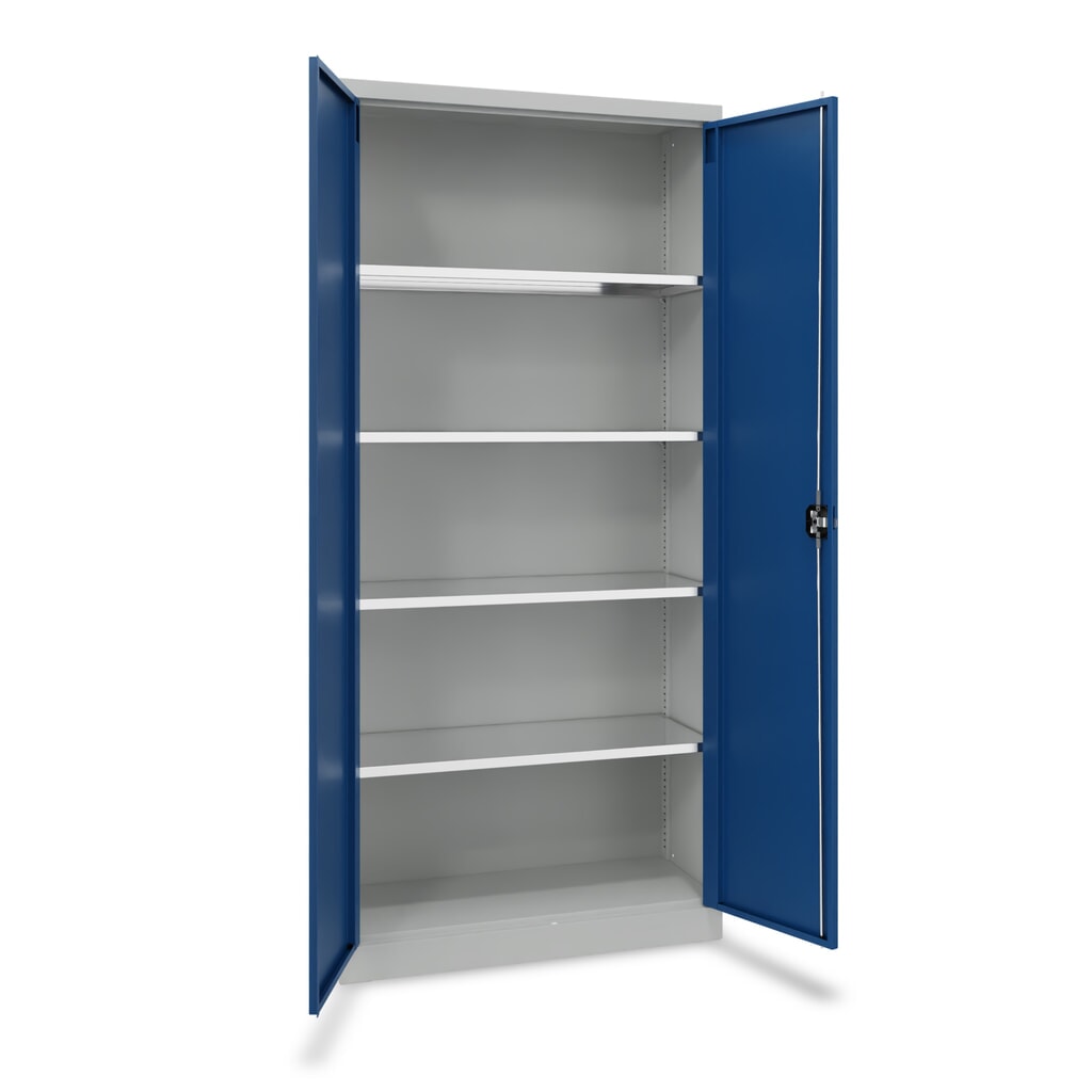 Obrázek produktu: Steinbock® skříň s křídlovými dveřmi s pozinkovanými policemi, VxŠxH 1950 x 890 x 415 mm, šeď světlá/hořcová modř