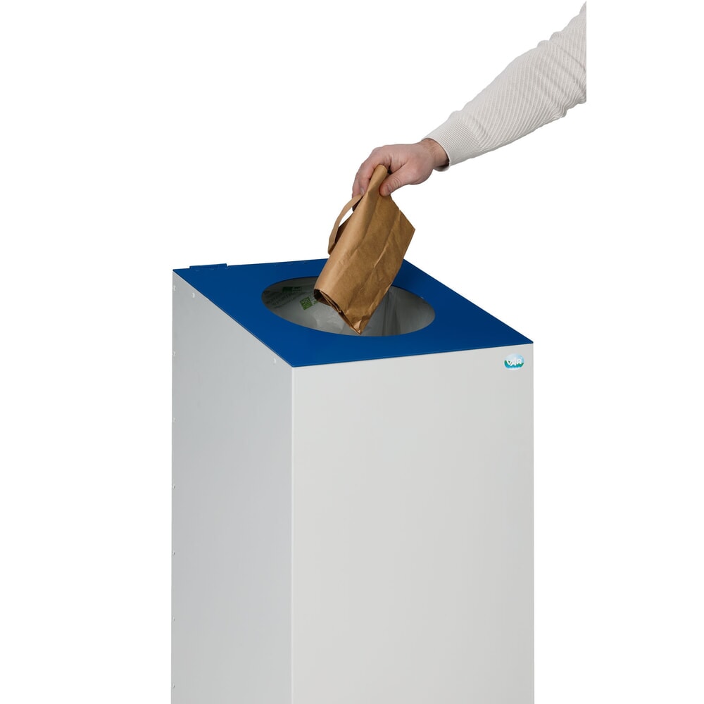 Číslo obrázku produktu 4: VAR® sběrná nádoba na sběrné suroviny WSG 38, s upínacím kroužkem a kulatým vhazovacím otvorem, šeď světlá/hořcová modř