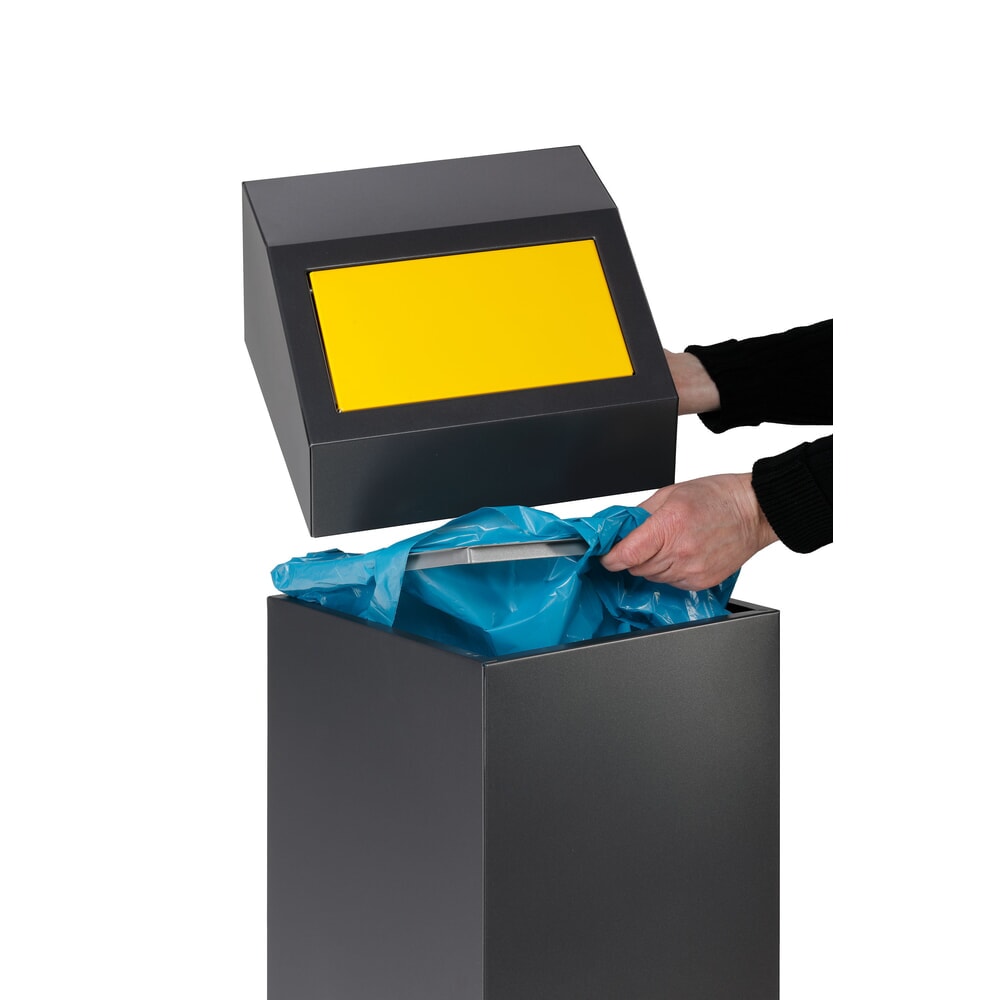 Číslo obrázku produktu 5: VAR® nádoba na sběrné suroviny WSG 40E, pro vnitřní použití, samozhášecí, obsah 43 l, barva eisenglimmer, dopravní žlutá