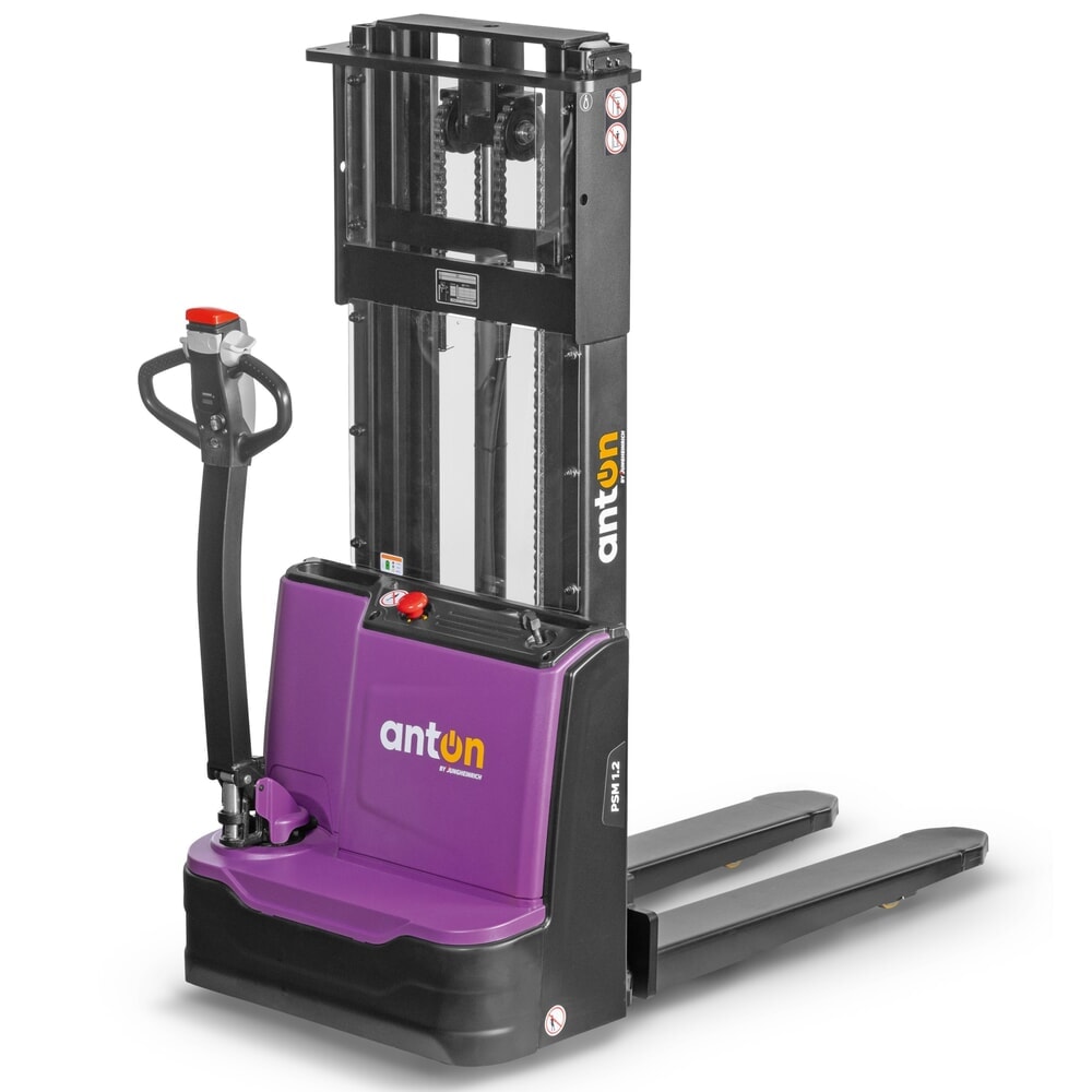 Obrázek produktu: AntOn by Jungheinrich elektrický vysokozdvižný vozík PSM 1.2 s dvojitým teleskopickým stožárem, nosnost 1 200 kg, výška zdvihu 2 522 mm