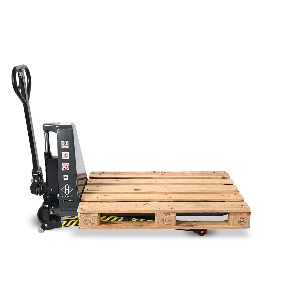 Číslo obrázku produktu 10: Paletový vozík s nůžkovým mechanismem HEMMDAL PTM 1.0 Scissor, nosnost 1000 kg, délka vidlí 1150 mm, polyuretan, jednoduché kolečko