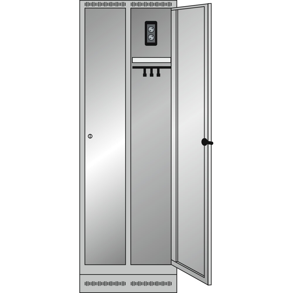 Číslo obrázku produktu 2: Thur Metall skříň pro nabíjení akumulátorů se šatnovými oddíly, VxŠxH 1800 mm x 600 mm x 500 mm, zámek na klíč, holubí modrá/světle modrá