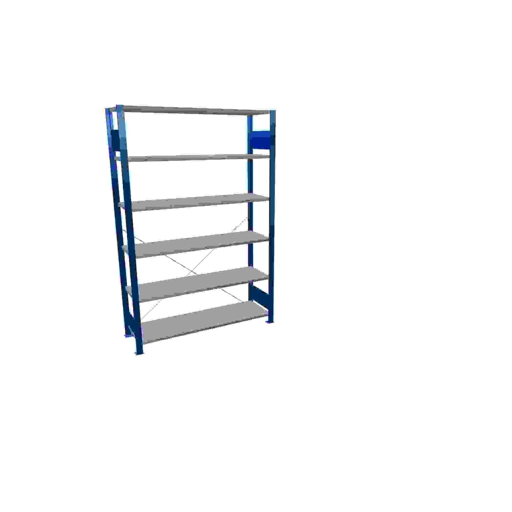 Obrázek produktu: Policový regál SCHULTE, hořcová modř / pozink, 6 polic z ocelového plechu, nosnost police 150 kg, VxŠxH 2000 x 1 360 x 436 mm