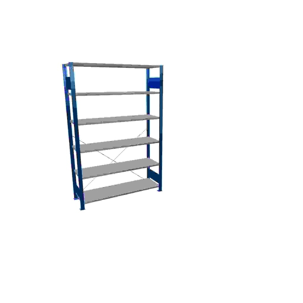 Obrázek produktu: Policový regál SCHULTE, hořcová modř / pozink, 6 polic z ocelového plechu, nosnost police 150 kg, VxŠxH 2000 x 1 360 x 436 mm