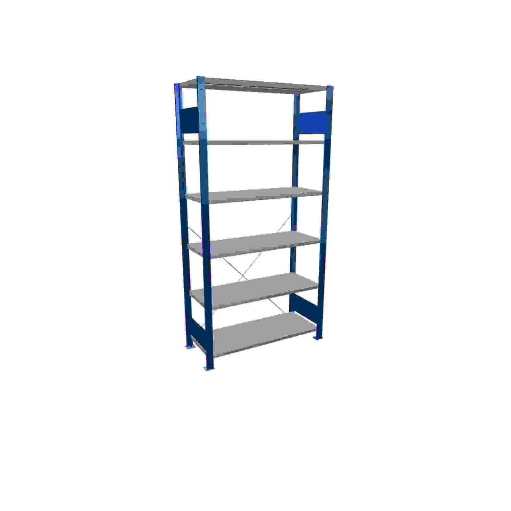 Obrázek produktu: Policový regál SCHULTE, hořcová modř / pozink, 6 polic z ocelového plechu, nosnost police 150 kg, VxŠxH 2000 x 1 060 x 436 mm