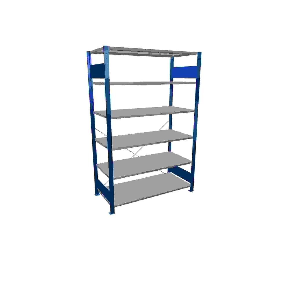 Obrázek produktu: Policový regál SCHULTE, hořcová modř / pozink, 6 polic z ocelového plechu, nosnost police 150 kg, VxŠxH 2000 x 1 360 x 636 mm