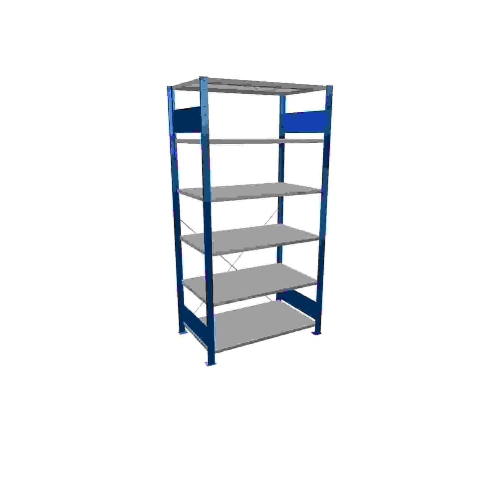 Obrázek produktu: Policový regál SCHULTE, hořcová modř / pozink, 6 polic z ocelového plechu, nosnost police 150 kg, VxŠxH 2000 x 1 060 x 636 mm