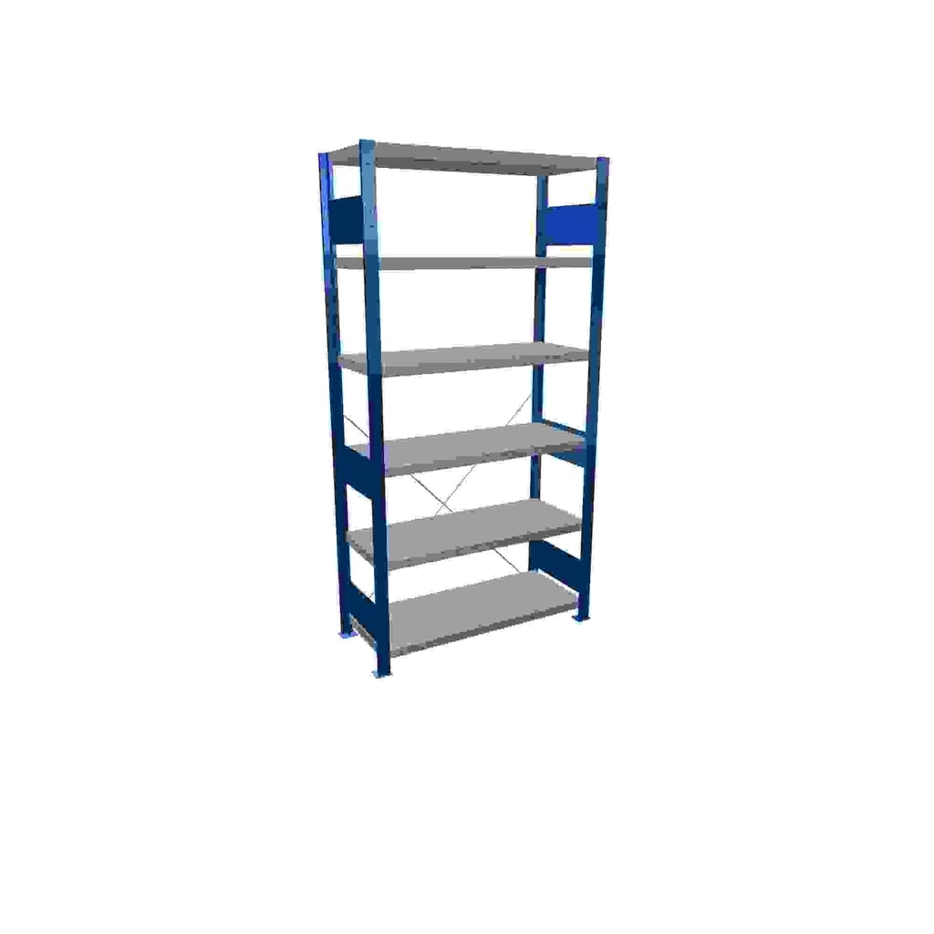 Obrázek produktu: Policový regál SCHULTE, hořcová modř / pozink, 6 polic z ocelového plechu, nosnost police 330 kg, VxŠxH 2000 x 1 060 x 436 mm