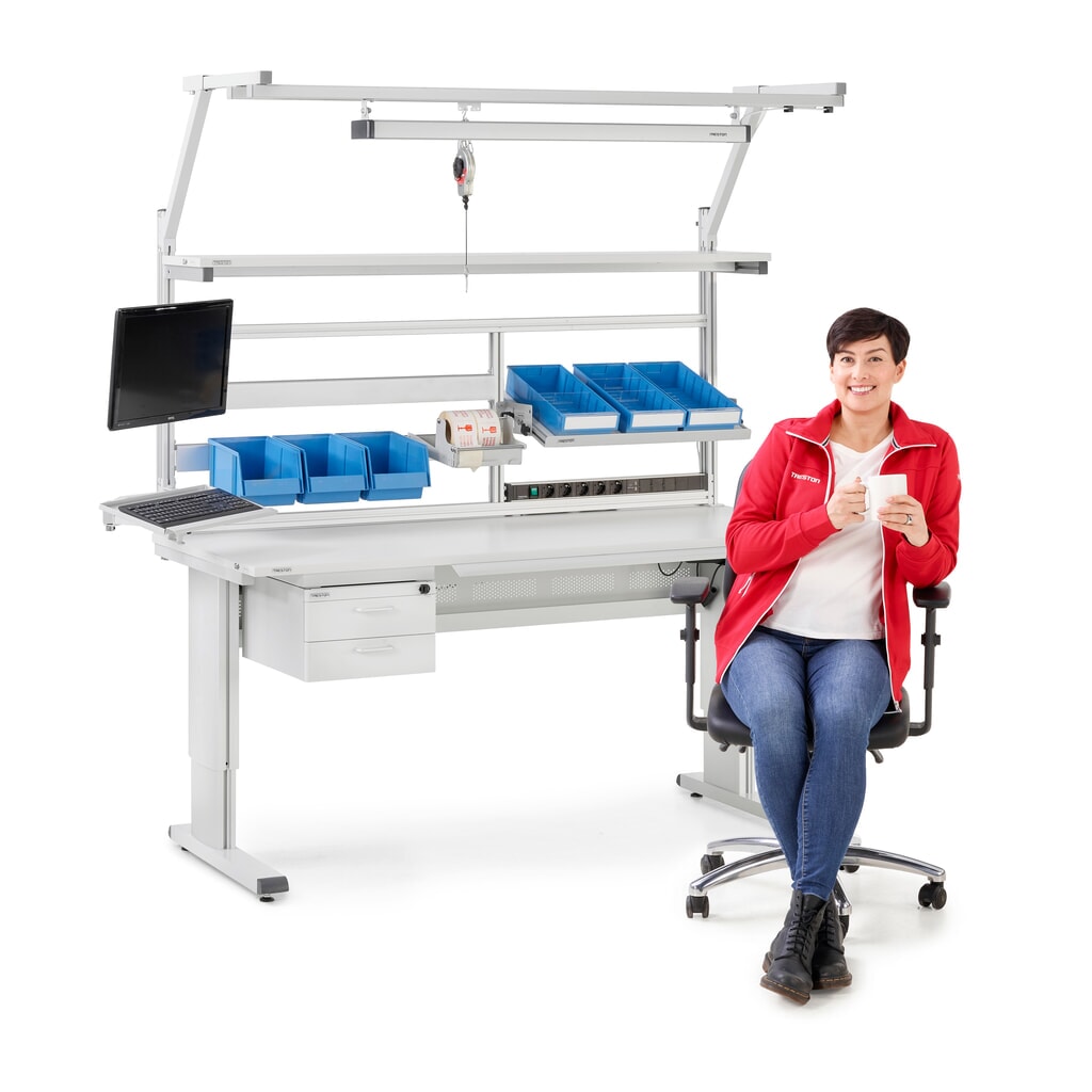 Číslo obrázku produktu 5: Pracovní stůl TRESTON, typ WB, ručně výškově nastavitelné provedení, Š×H 1800 × 800 mm