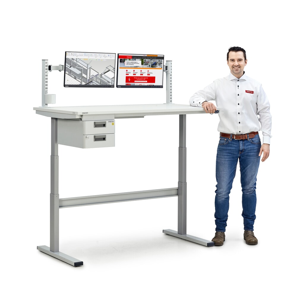 Číslo obrázku produktu 3: Pracovní stůl TRESTON TED, ESD, elektricky výškově nastavitelný, VxŠxH 630-1270 x 1 500 x 800 mm