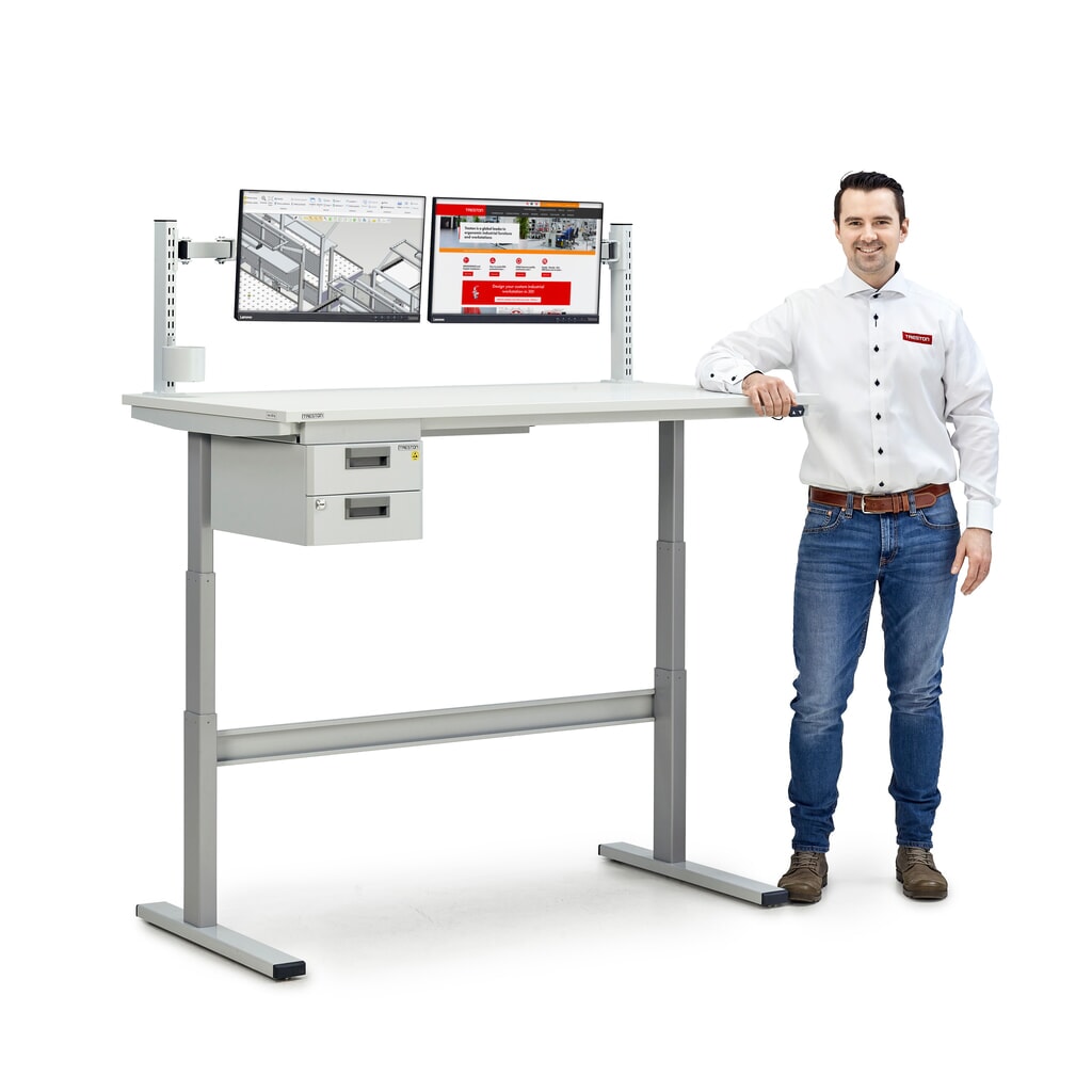 Číslo obrázku produktu 3: Pracovní stůl TRESTON TED, elektricky výškově nastavitelný, VxŠxH 630-1270 x 900 x 800 mm