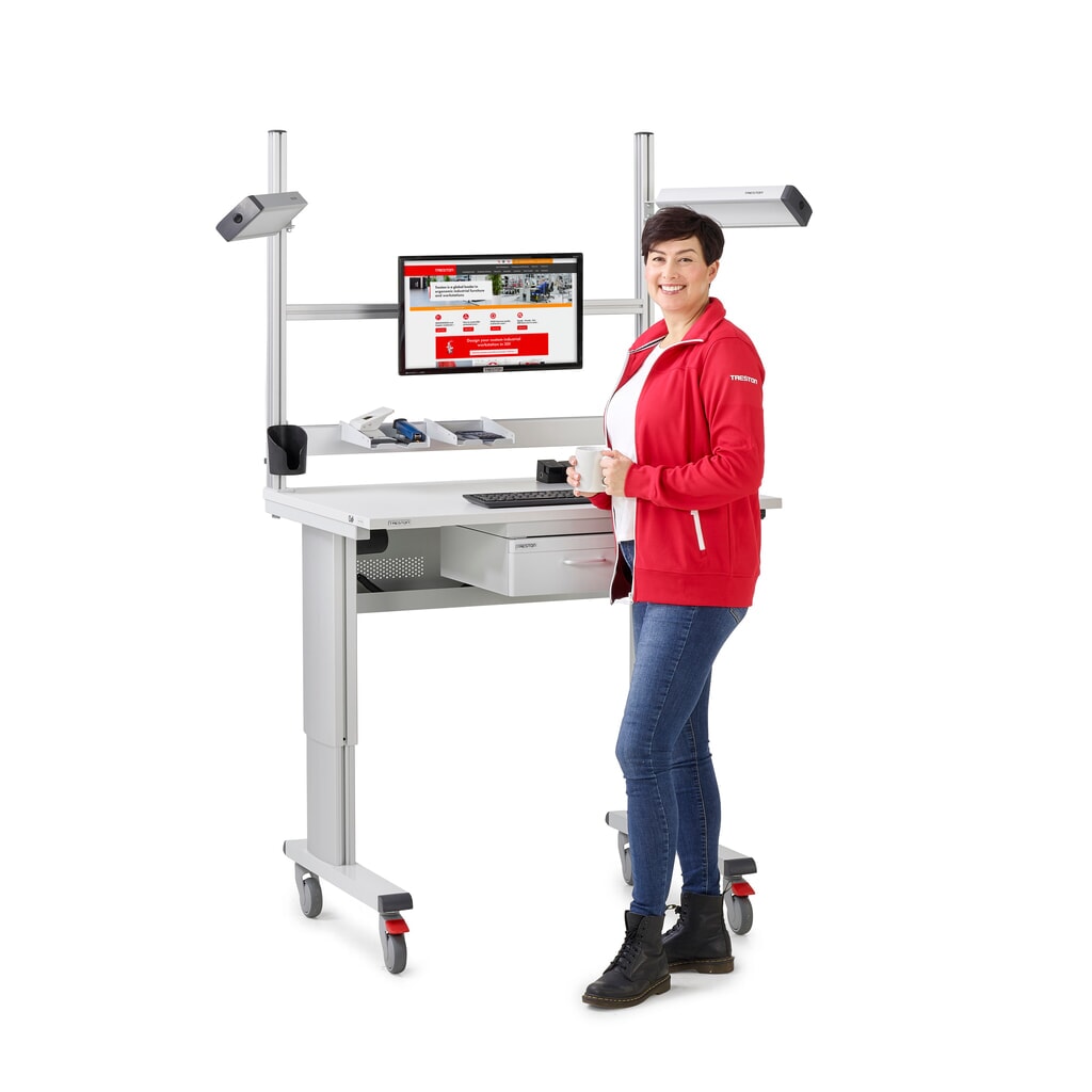 Číslo obrázku produktu 5: Pracovní stůl TRESTON, typ WB, výškově nastavitelné provedení s klikou, Š×H 1500 × 800 mm