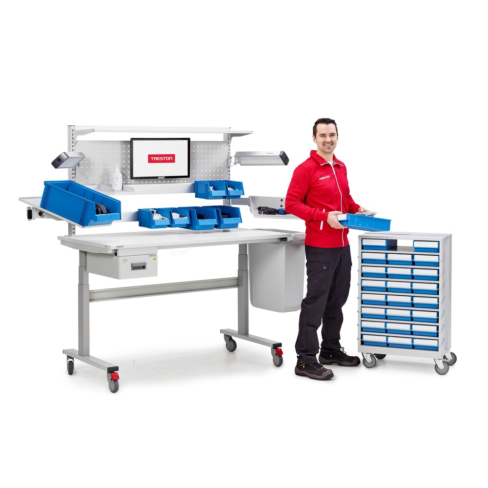 Číslo obrázku produktu 3: Sada koleček na zásuvkové zásobníky 870 x 605 x 410 mm, 4 řiditelná kolečka, 2 vč. brzdy