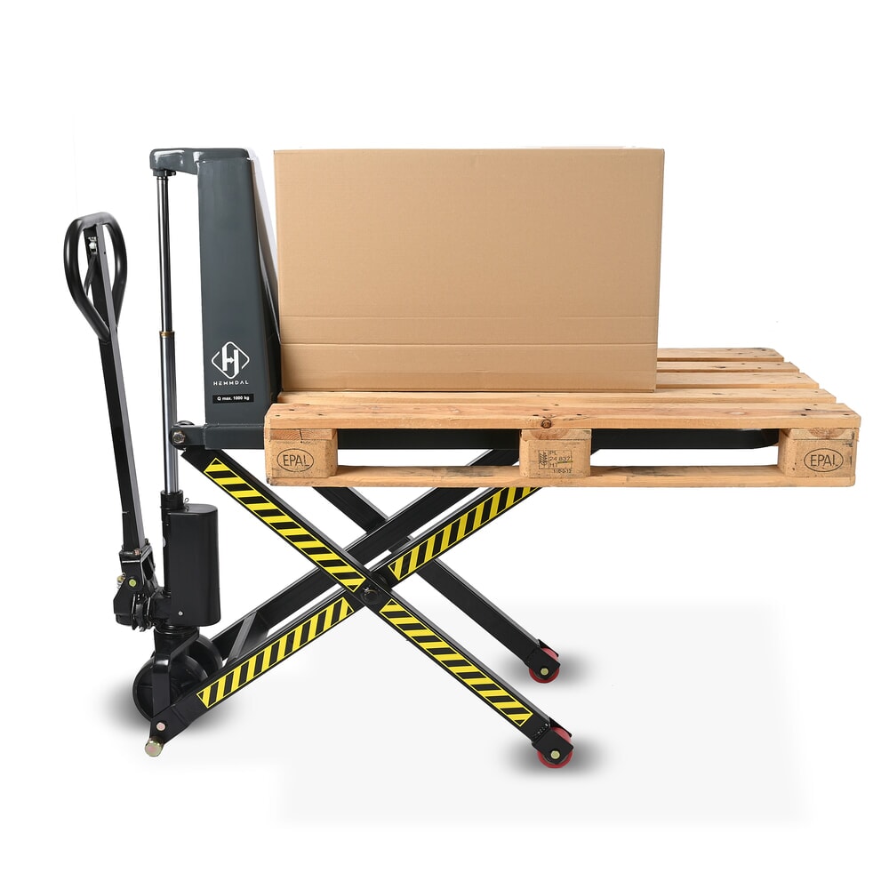 Číslo obrázku produktu 11: Paletový vozík s nůžkovým mechanismem HEMMDAL PTM 1.0 Scissor, nosnost 1000 kg, délka vidlí 1150 mm, polyuretan, jednoduché kolečko