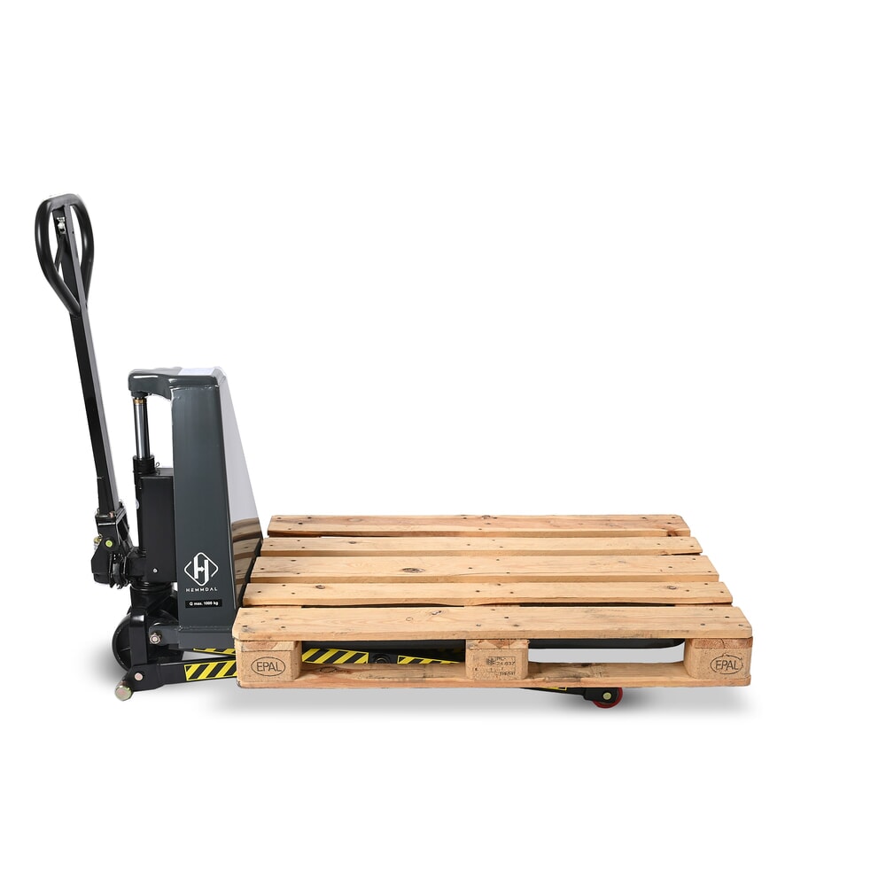 Číslo obrázku produktu 12: Paletový vozík s nůžkovým mechanismem HEMMDAL PTM 1.0 Scissor, nosnost 1000 kg, délka vidlí 1150 mm, polyuretan, jednoduché kolečko