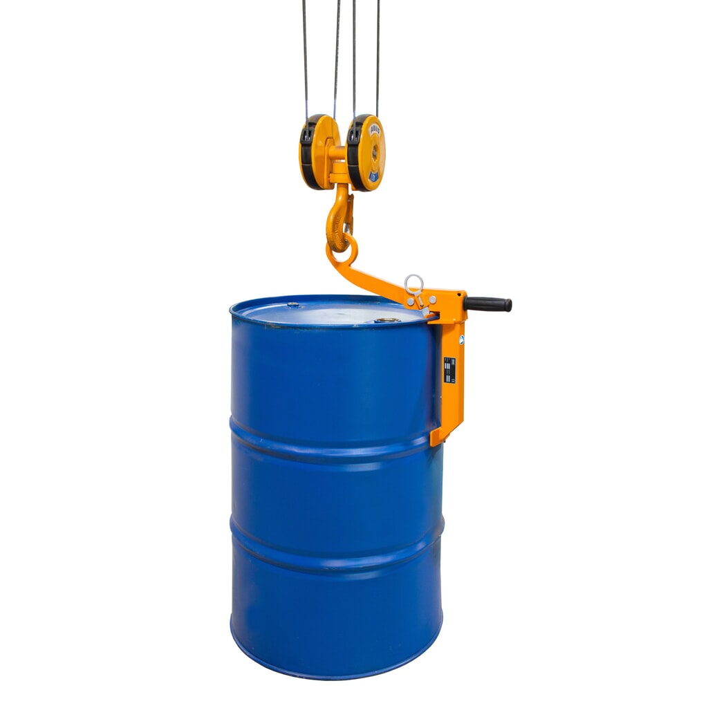 Bauer® podavač sudů FKL pro ocelové sudy se zátkou, upínací funkce, lakovaný, žlutooranžový Obrázek produktu: Bauer® podavač sudů FKL pro ocelové sudy se zátkou, upínací funkce, lakovaný, žlutooranžový
