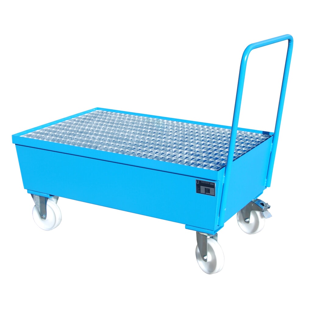 Číslo obrázku produktu 3: Bauer® sběrná vana z oceli, pojízdné provedení, 2 x 200 l nastojato, objem 225 l, Světle modrá