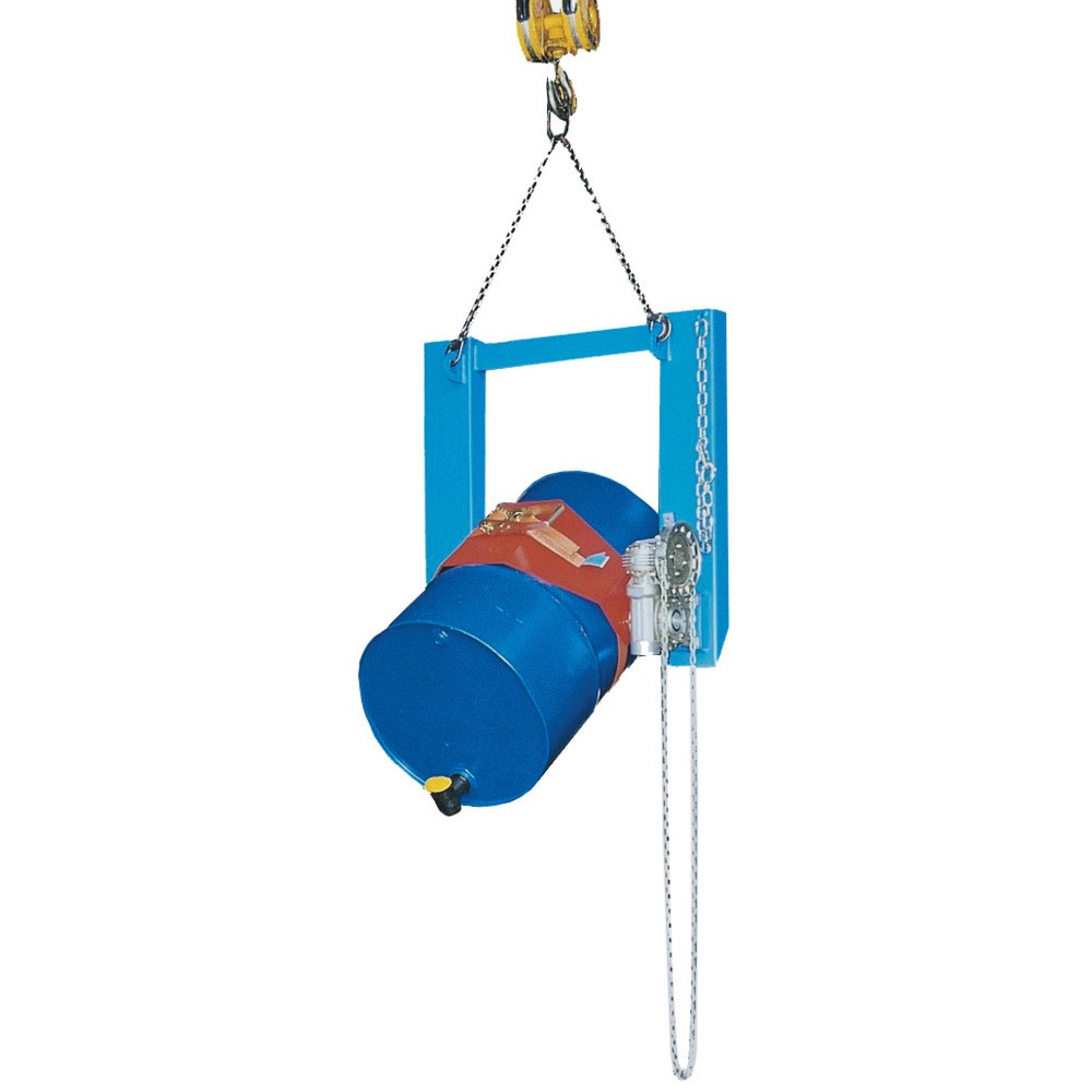 Číslo obrázku produktu 2: Bauer® Naklápěče sudů, nosnost 300 kg, pro sud s Ø 350-600 mm, nekonečný řetěz, RAL 5012 světle modrá