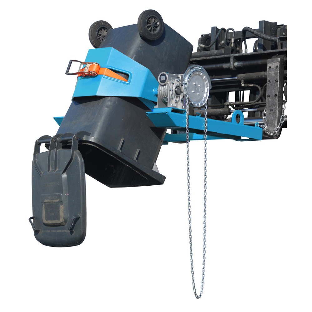 Číslo obrázku produktu 1: Bauer® Naklápěče sudů, nosnost 300 kg, pro sud s Ø 350-600 mm, nekonečný řetěz, RAL 5012 světle modrá