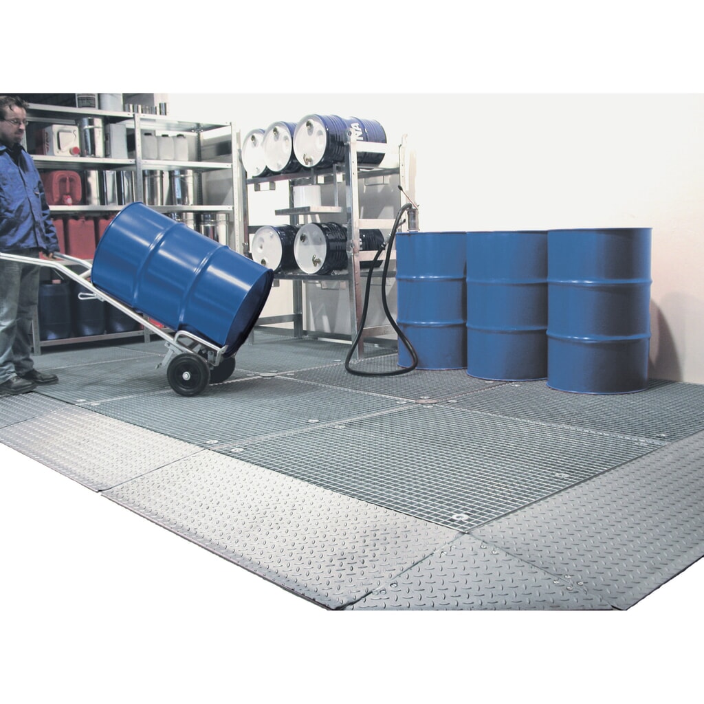 Obrázek produktu: Bauer® plochá záchytná vana z oceli na zachycení rozlitých látek, VxŠxH 78 x 1350 x 1.350 mm
