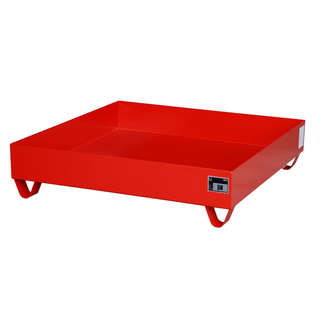Obrázek produktu: Bauer® sběrná vana z oceli, podjezdová výška 100 mm, VxŠxH 285 x 1 200 x 1 200 mm, bez mřížového roštu, 4x 200 l, ohnivě červená