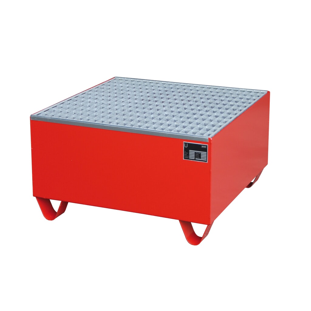 Číslo obrázku produktu 2: Bauer® sběrná vana z oceli, podjezdová výška 100 mm, VxŠxH 465 x 800 x 800 mm, vč. mřížového roštu, 1x 200 l, ohnivě červená
