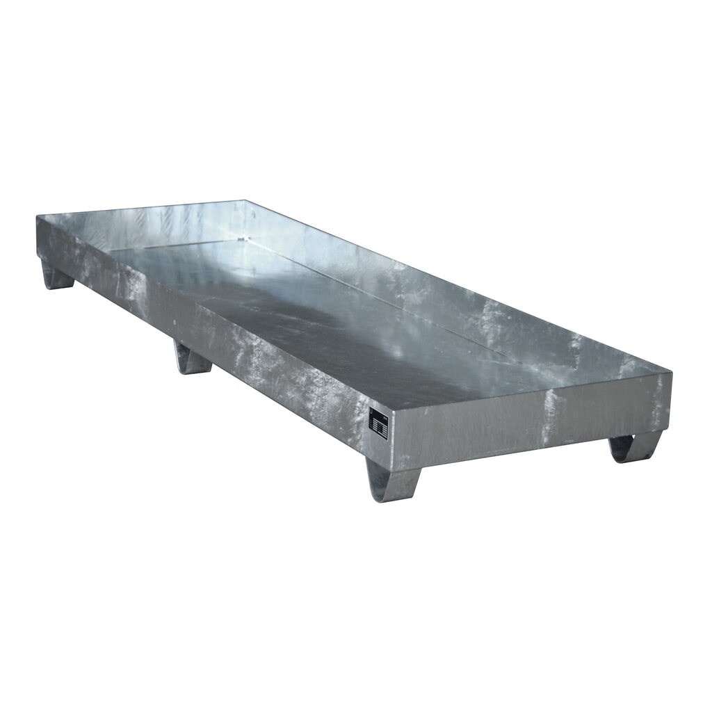Bauer® sběrná vana z oceli, podjezdová výška 100 mm, VxŠxH 250 x 2 400 x 800 mm, bez mřížového roštu, 4x 200 l, žárově pozinkované Obrázek produktu: Bauer® sběrná vana z oceli, podjezdová výška 100 mm, VxŠxH 250 x 2 400 x 800 mm, bez mřížového roštu, 4x 200 l, žárově pozinkované
