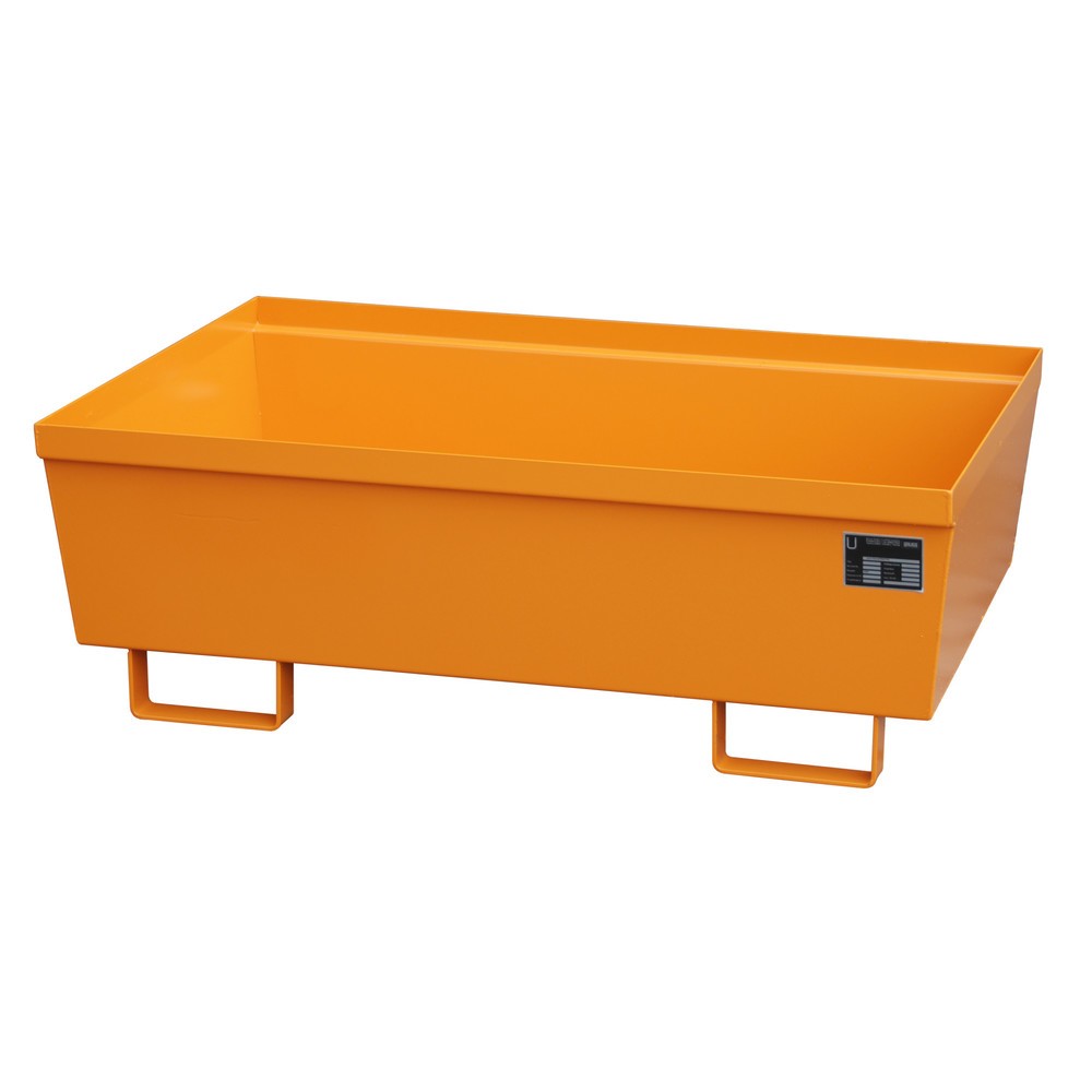 Číslo obrázku produktu 1: Bauer® Ocelová sběrná vana, VxŠxH 415 x 800 x 1200 mm, bez mřížového roštu, žlutooranžová
