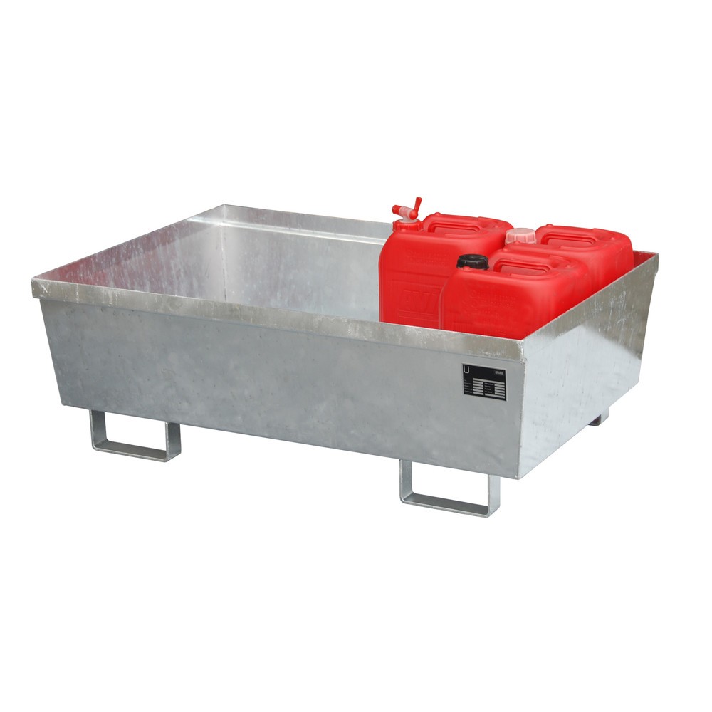 Číslo obrázku produktu 1: Bauer® Ocelová sběrná vana, VxŠxH 415 x 800 x 1200 mm, bez mřížového roštu, žárově zinkovaná