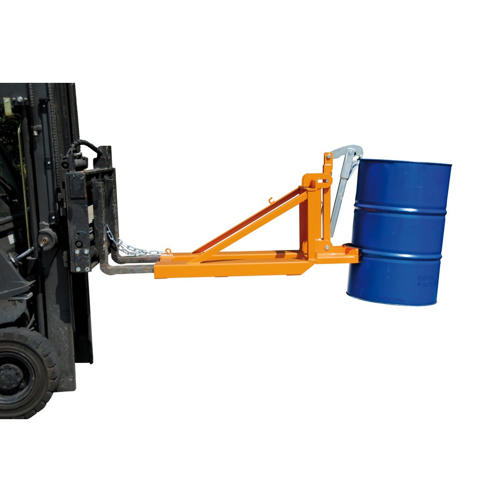 Číslo obrázku produktu 2: Bauer® Podavač sudů, ocelové a plastové L-válcové sudy, nosnost 800 kg, RAL 2000 žlutooranžová