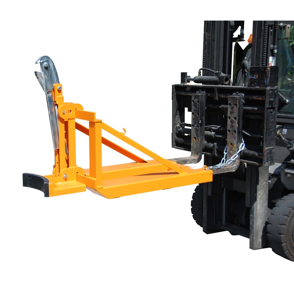 Číslo obrázku produktu 1: Bauer® Podavač sudů, ocelové a plastové L-válcové sudy, nosnost 800 kg, RAL 2000 žlutooranžová