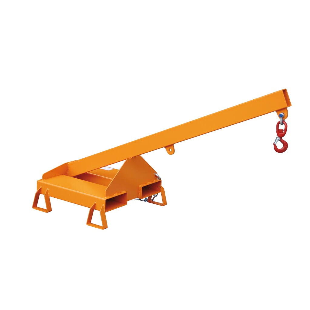 Obrázek produktu: Bauer® jeřábové rameno model 2, pevné provedení, 2 pozice háku, základní délka 1 600 mm, nosnost 1 000 kg, žlutooranžové