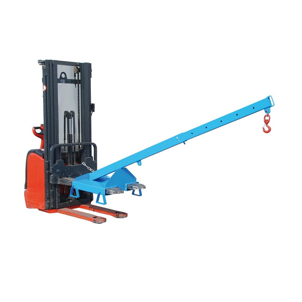 Číslo obrázku produktu 5: Bauer® Rameno, model 3, teleskopické, 2 pozice háku, základní délka 1 600 mm, nosnost 1 000 kg, světle modré